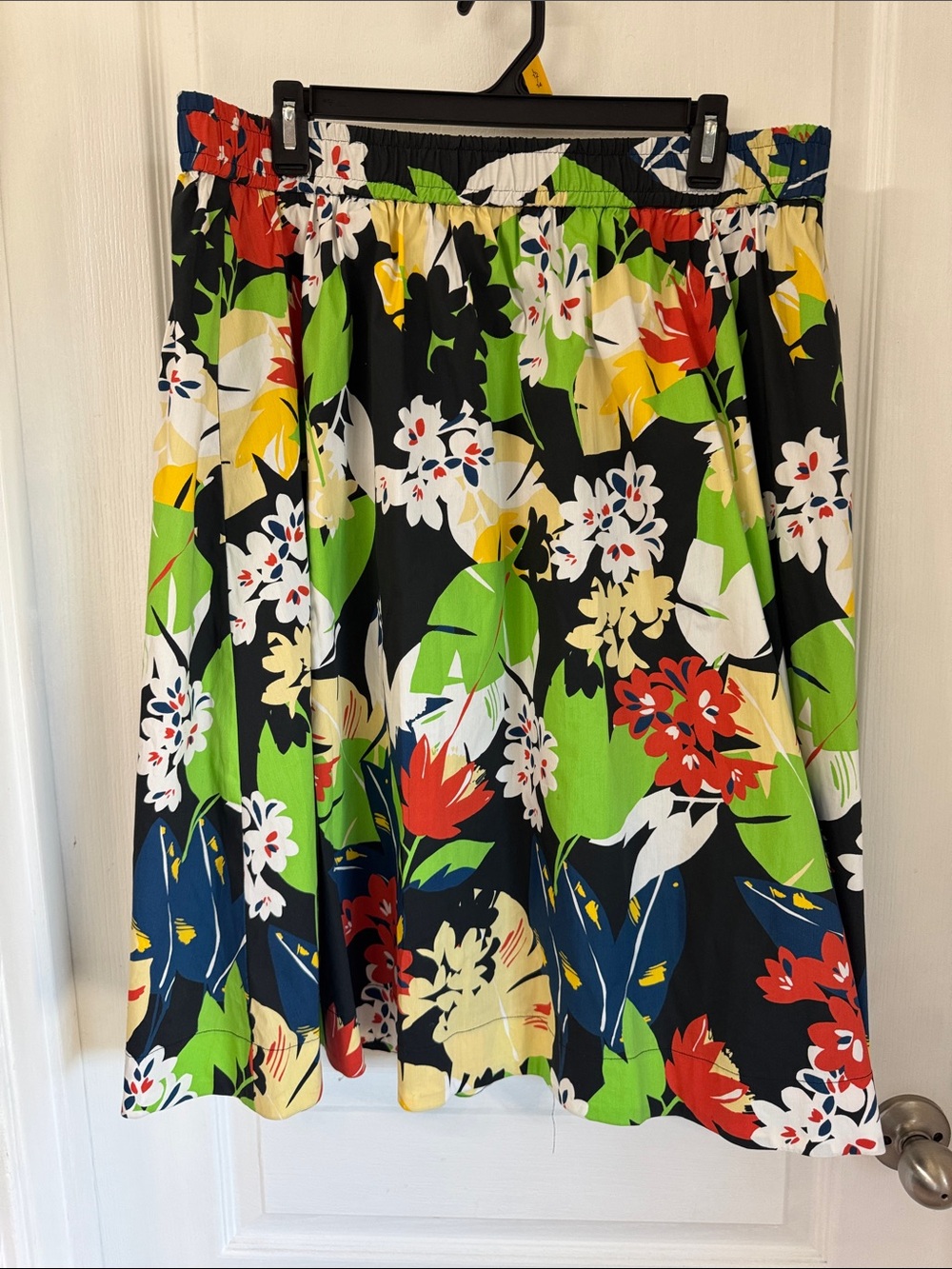 1901 Black A-Line Skirt with Bright Floral Print